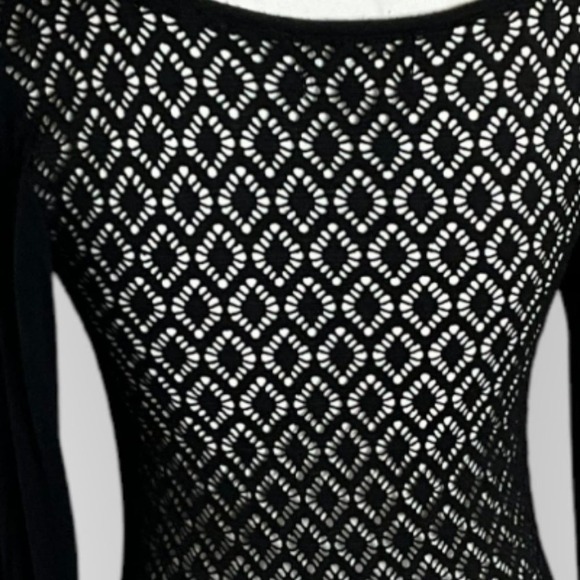 Aeropostale Stretch Woven Pointelle Back Long Sleeve Crewneck Tee Size S - Picture 3 of 6